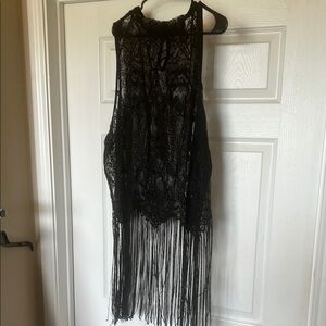Torrid Black Lace Fringe Tank Top